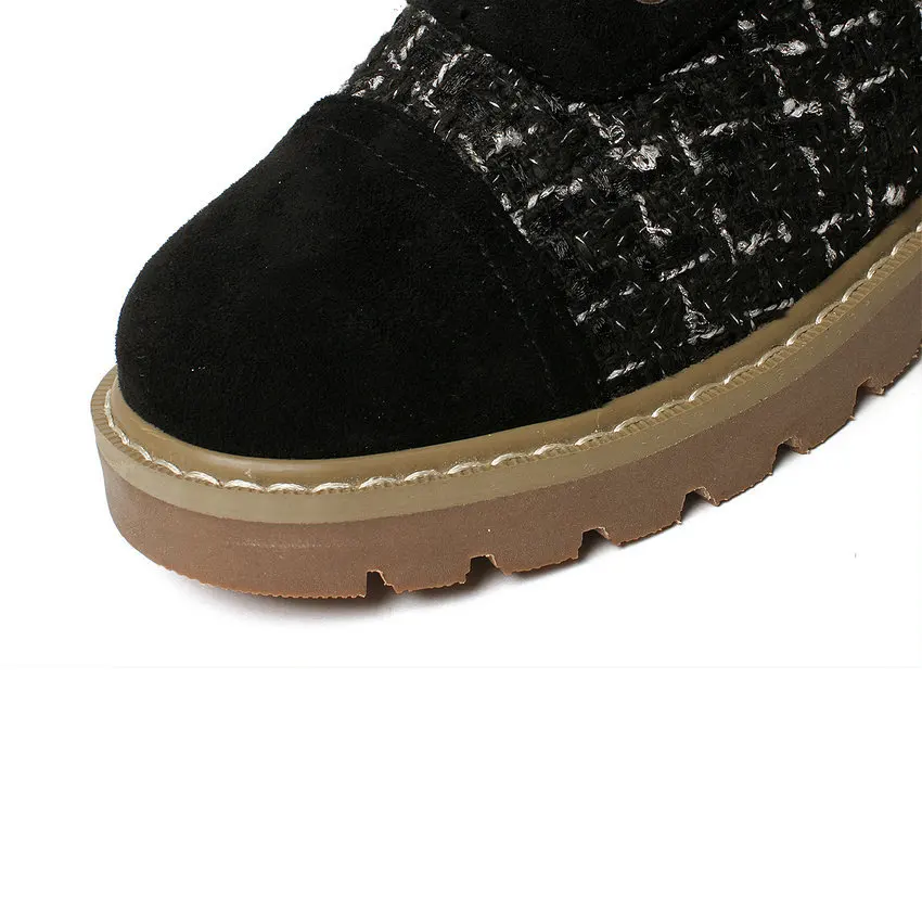 QUTAA г. Ботильоны из искусственной кожи с круглым носком в стиле пэчворк осенне-зимняя универсальная женская обувь на толстом каблуке со шнуровкой размеры 34-43