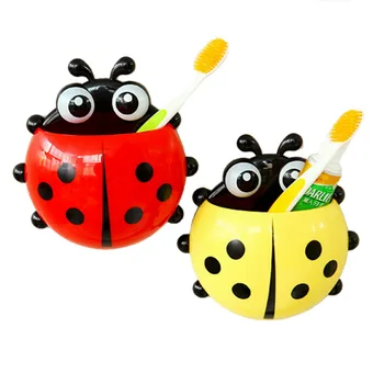 

Lovely Ladybug Toothbrush Holder Toothpaste Storage Racks Bathroom Suction Sucker Hooks Tooth Brush Container Ladybird