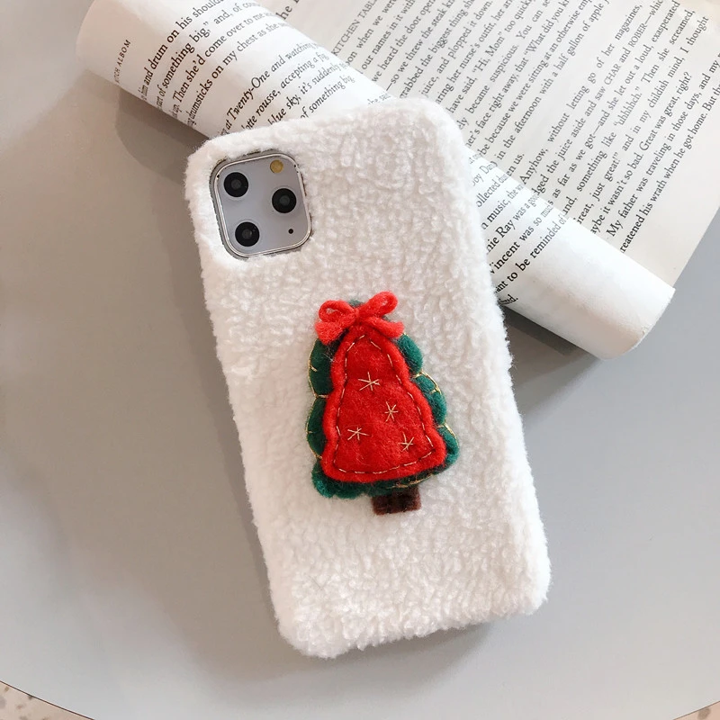 3D мультфильм Зеленая Рождественская елка пушистый чехол для телефона для iPhone 11 Pro Max 6 6s 7 8 Plus Рождество год для iPhone XR X XS Max