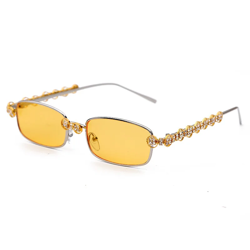 Rhinestone Small Sunglasses Women Square sunglasses Bling Rhinestone Sun glasses for Woman Luxury Fashion Shade UV 400