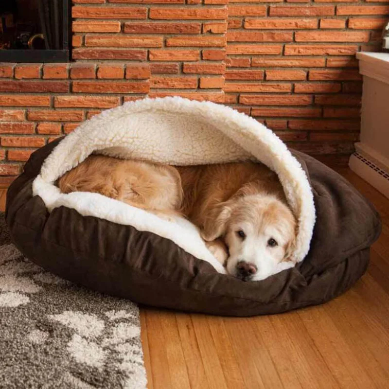 

HIPET Round Dog Bed Nest Winter Warm Puppy Kennel lamb cashmere Waterproof Bottom Breathable Washable Pet Cats Dogs Bed Hosue