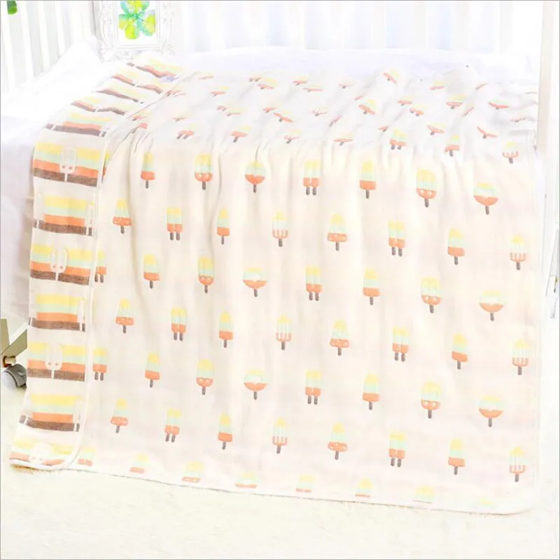 duvet covers Muslin Baby Blankets Children 6 layers Gauze Cotton Soft Quilt Newborn Infant Swaddle Towel Kids Bath Towel 110*110cm silk sheets