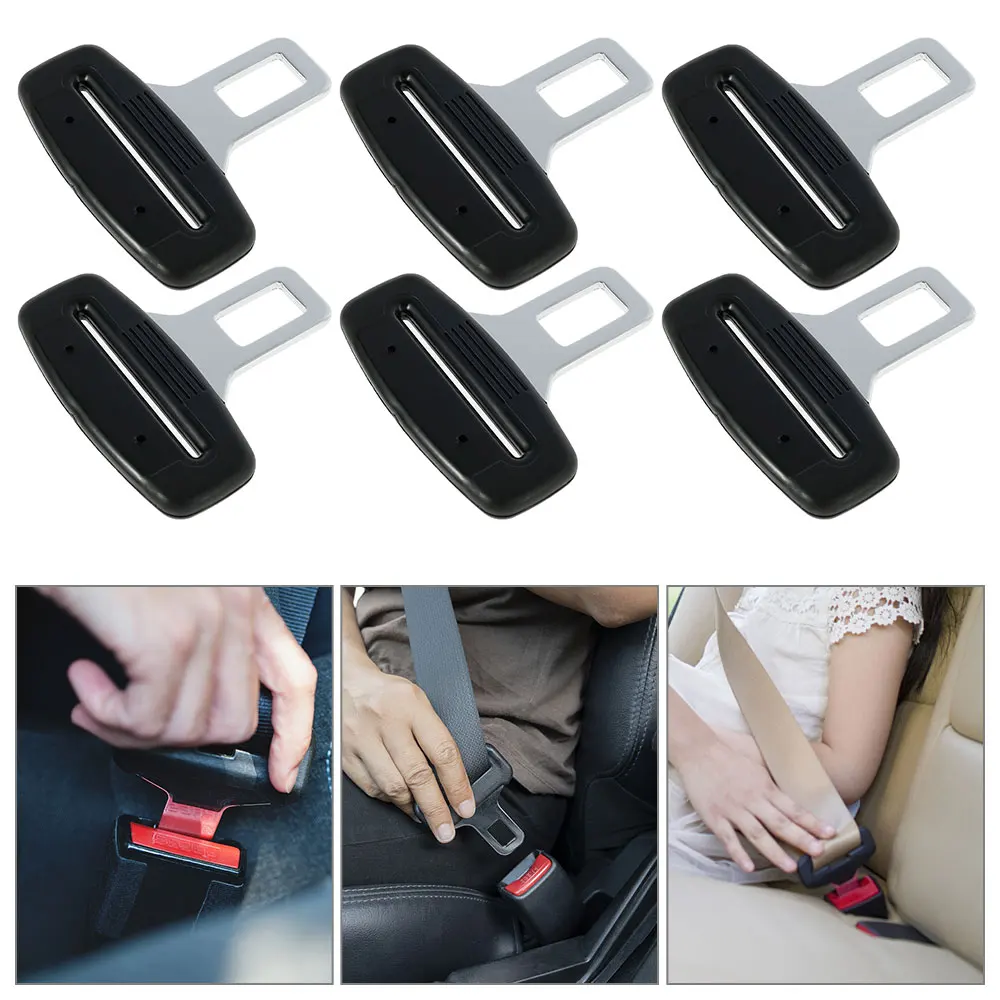 6pcs Universal Car Safety Belt Clip Car Seat Belt Alarm Stopper Buckle Insert Clips Extender