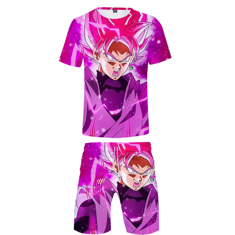 DRAGON BALL Z Harajuku 3D Повседневное крутая Мужская 2 комплекта летние популярные кепки в стиле "хип-хоп" Хай-стрит футболка, рубашка+ Комплекты с короткими штанами