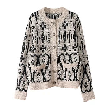 

Chic Autumn Winter Cardigan Sweater Women Knit Casual Fashion Thick Coat Sweater Loose Single Breasted O-Neck Cardigans Sweater