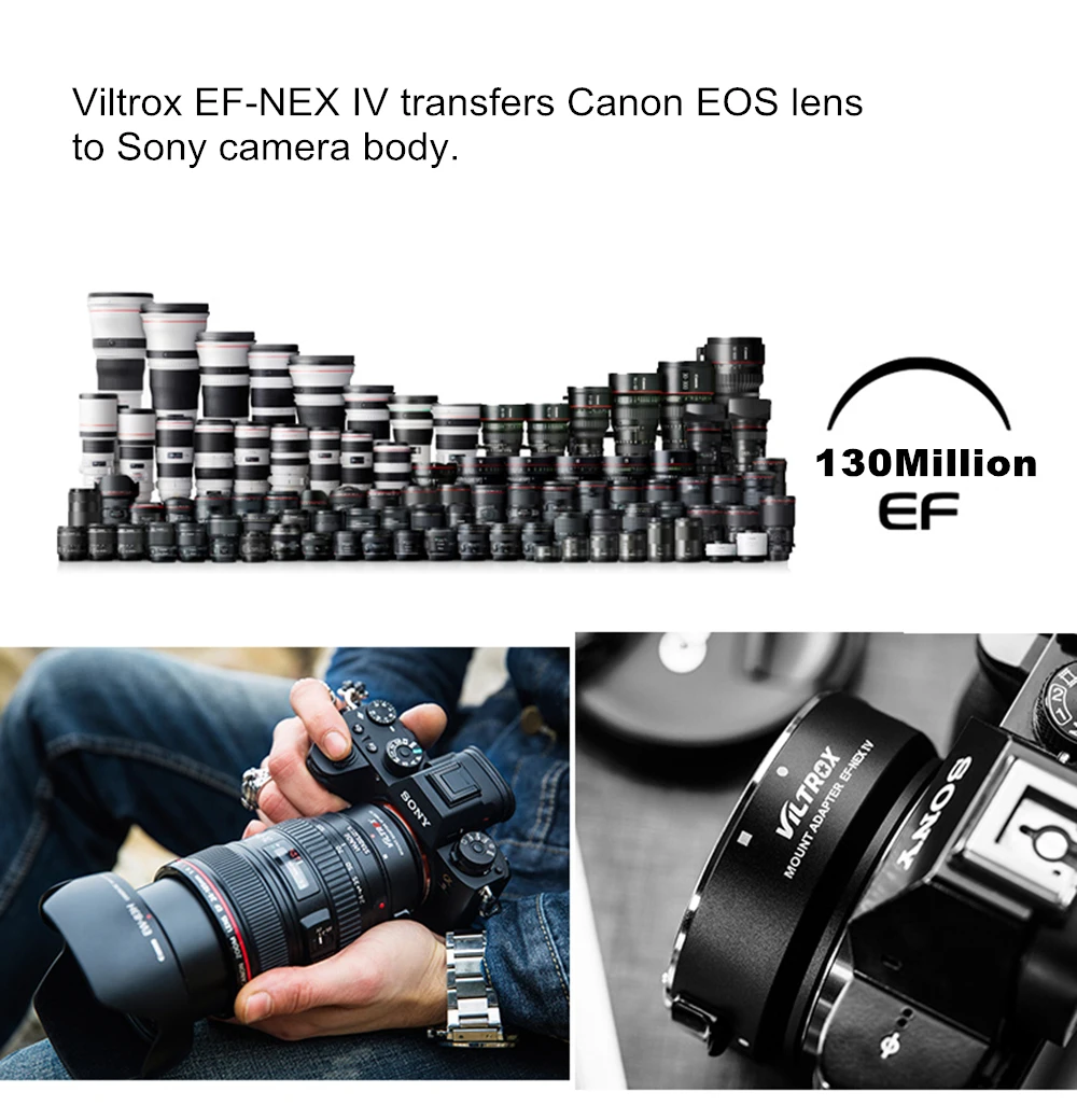 Адаптер Viltrox EF-NEX IV с автофокусом для объектива Canon EOS EF EF-S для sony E NEX Full Frame A9 AII7 A7RII A7SII A6500 A6300