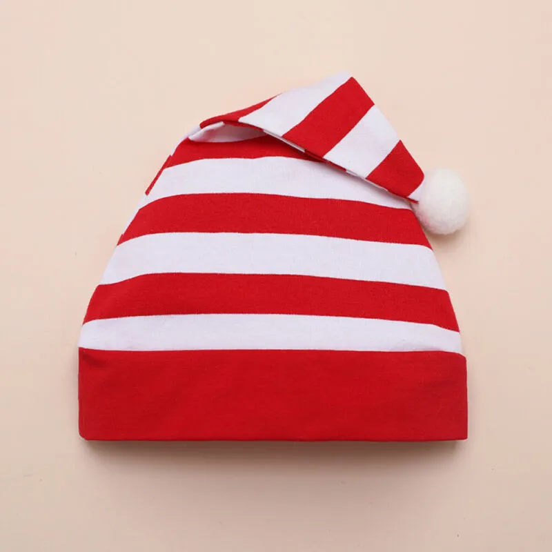 0-18M Christmas Newborn Baby Boy Girl Clothes New Year Long Sleeve Striped Romper+Hat Xmas Cartoon Pattern Long Romper Outfits