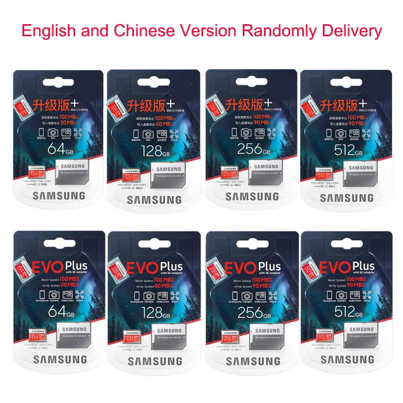 SAMSUNG Micro SD 256 ГБ 128 64 32 16 EVO Плюс MicroSD Карты Макс 80 М/с C10 памяти SDHC SDXC TF Trans Flash Микро