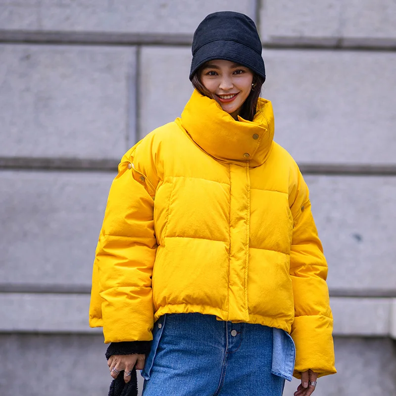 

S5153 Winter New Style Boutique WOMEN'S Dress Solid Color Thick Stand Collar Coat Sleeves Removable Shoulder Bread Cotton Coat