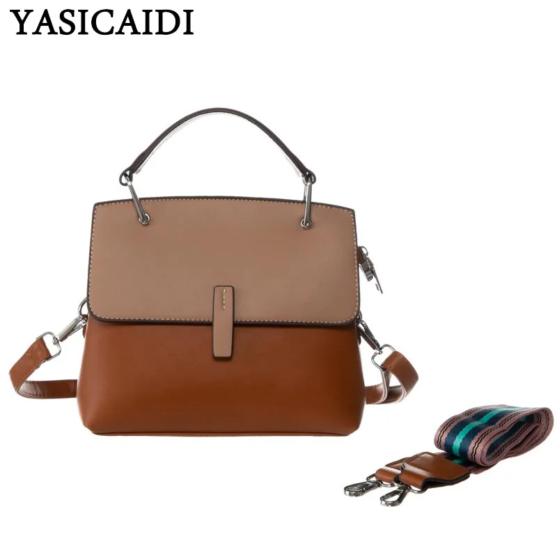 

YASICAIDI 2019 Panelled Leather Ladies Hand Bags Two Detachable Belt Shoulder Bag Luxury PU Women Messenger Bag sac a main femme