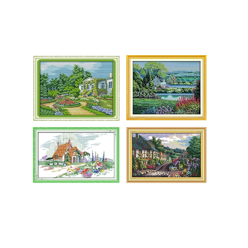 

Joy Sunday Cotton Thread Scenic Painting Beautiful Homeland 11CT14CT Cross Stitch Kits Contracted Home Decoration Embroider Set