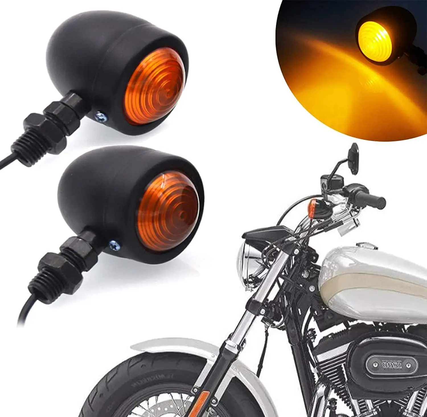 OXMART Motorcycle Turn Signals Universal LED Turn Signal Light Bulbs Fit for Honda Suzuki Harley Kawasaki Dukati Cruiser Bobber Chopper 2pcs 
