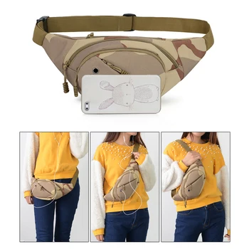 

Men Camouflage Shoulder Chest Waist Bag Nylon Fanny Pack with Headphone Hole