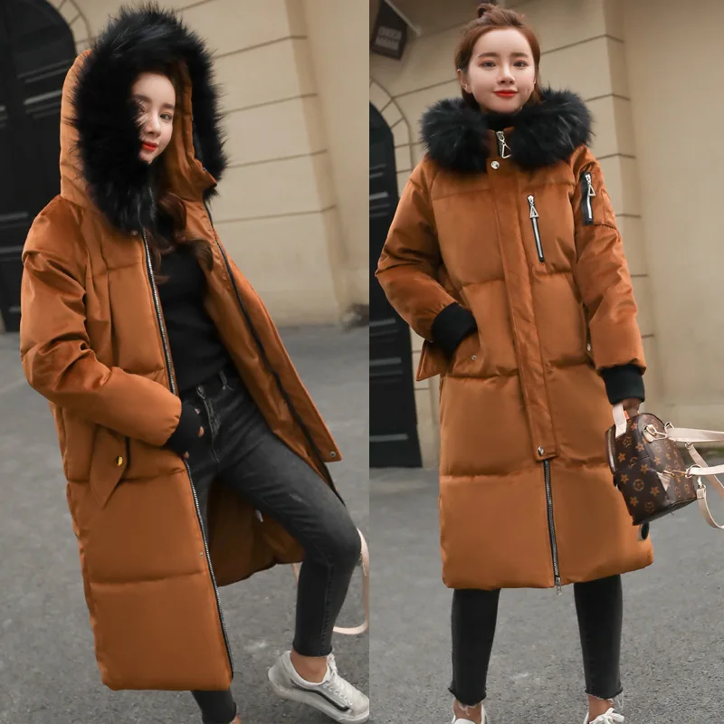 

2017 Winter New Style Korean-style Mid-length Large Fur Collar Velvet down Coat down Jacket Cotton-padded Clothes WOMEN'S Coat