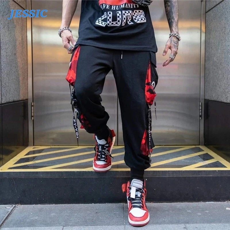 

JESSIC National Tide Street Hiphop Webbing Harlan Beam Pants Pants Male Ins Tide Brand Hip Hop Personality Trend Summer Trousers