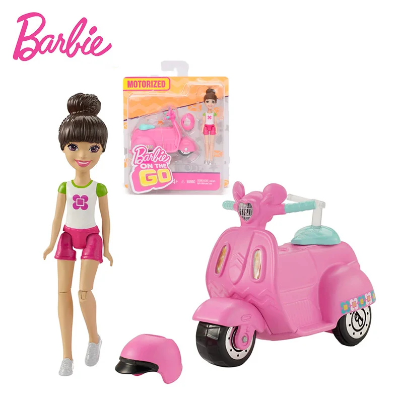 

10CM Original Barbie On The Go Vehicle & Doll White & Pnk Outift Barbie Doll Set Barbie Accesseries Clothing Costume FHV76