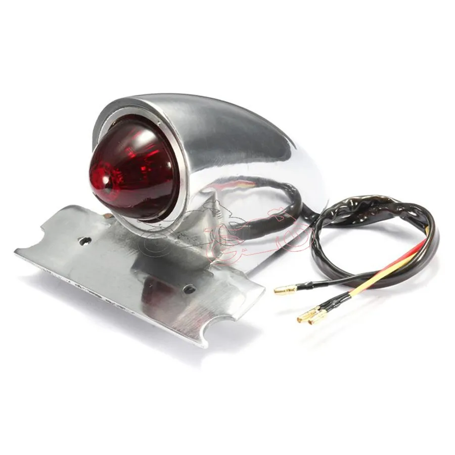 Black/Chrome Motorcycle Bullet Vintage Sparto Style Retro 12V Brake Stop Tail Light For Harley Bobber Chopper Cafe Racer Custom
