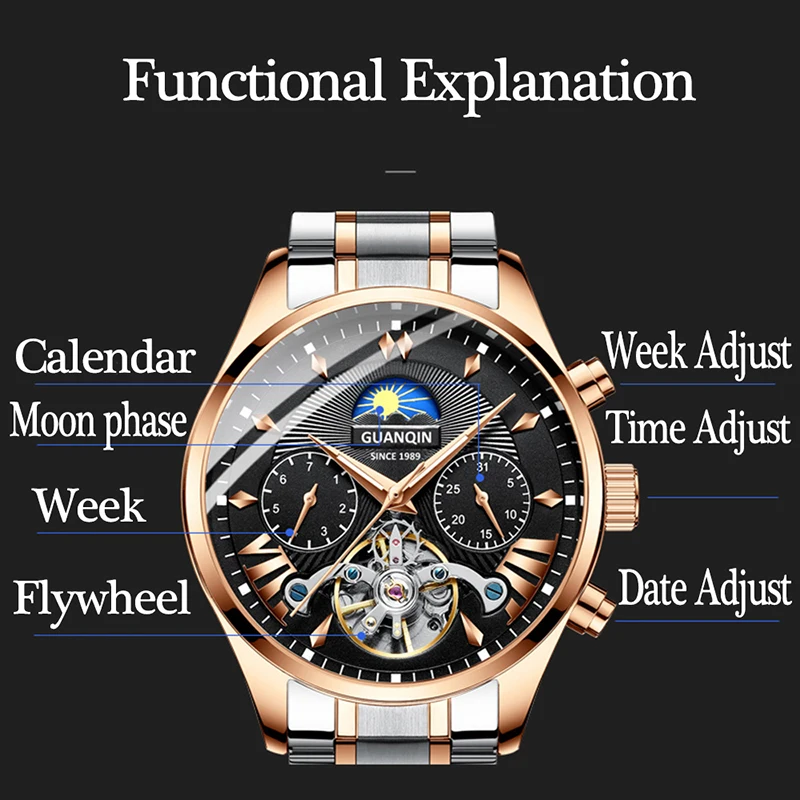 Guanqin Automaticmechanicalluxury Watch Men Reloj Hombre Clock Menmens Watches Top Brand-6