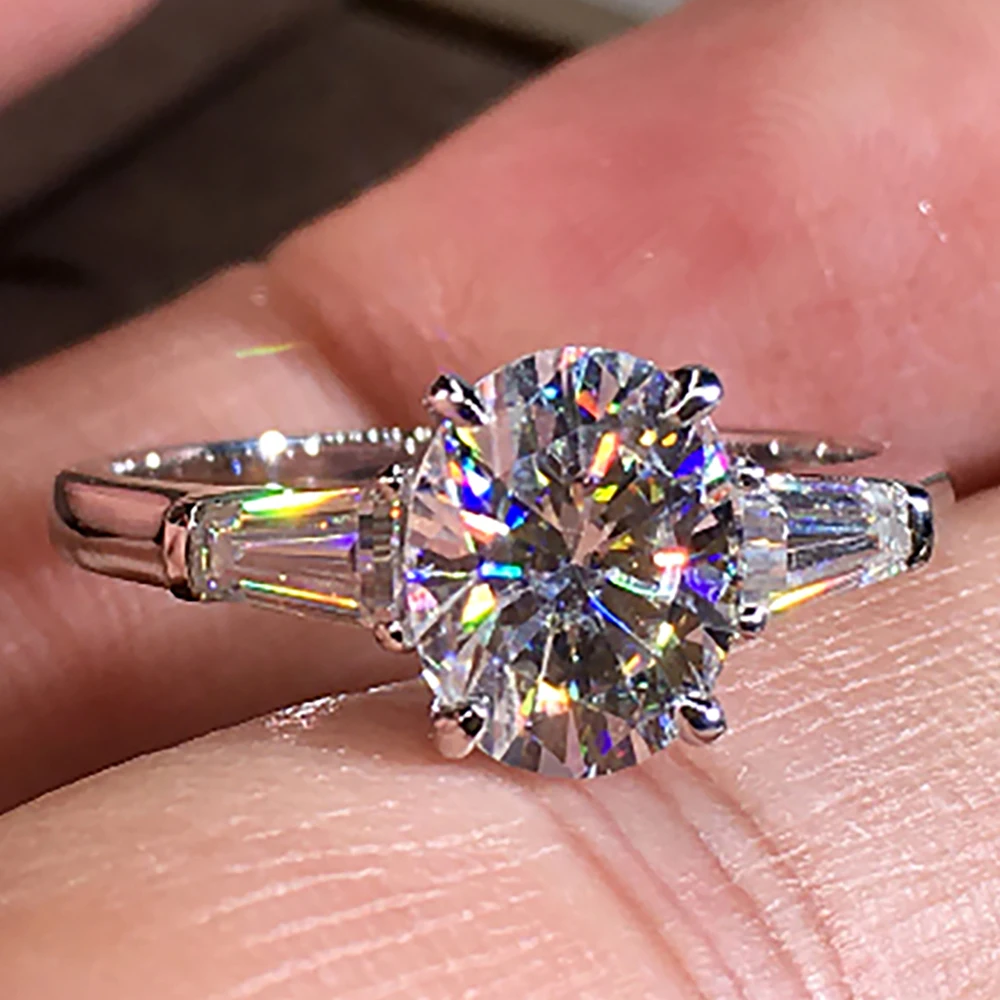 

10K AU417 White Gold Women Wedding Anniversary Engagement Party Ring 1 2 3 4 5 Carat Oval Moissanite Diamond Ring Trapezoidal