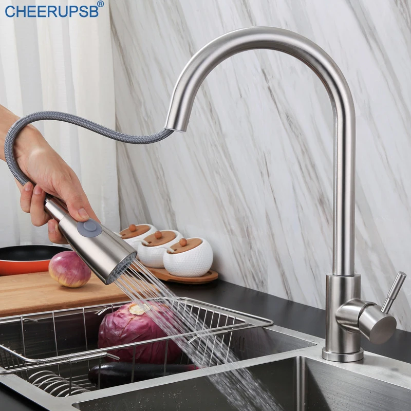 Кухонная раковина выдвижной кран смеситель горячей и холодной воды вращение на