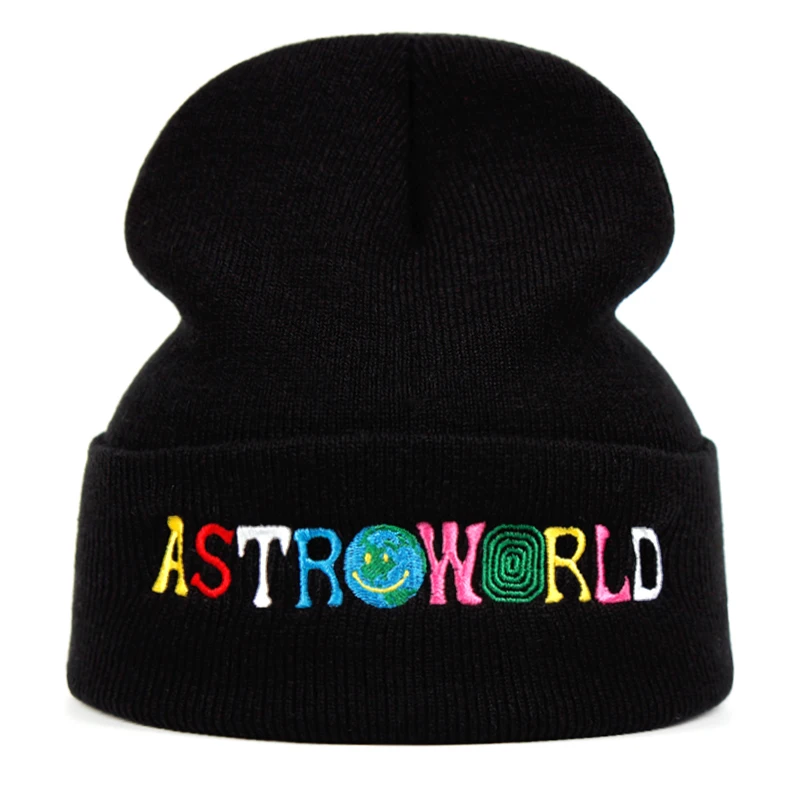 

Travi$ Scott Knitted Hat ASTROWORLD Beanie embroidery Astroworld Ski Warm Winter Unisex Travis Scott Skullies & Beanies