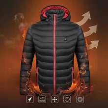 Мужская и женская зимняя куртка, новинка, зимняя, теплая, USB, инфракрасный, с подогревом, для мужчин, умный термостат, чистый цвет, с капюшоном, с подогревом, парки, теплая куртка