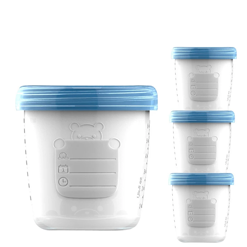 4Pcs-Set-Milk-Bottle-Storage-Cup-For-Breast-Pump-Baby-Feeding-Sealed-Supplement-Food-Containers-Kit