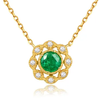 

Vintage Small emerald gemstones green crystal zircon diamond pendant necklaces for women gold choker jewelry bijoux accessories