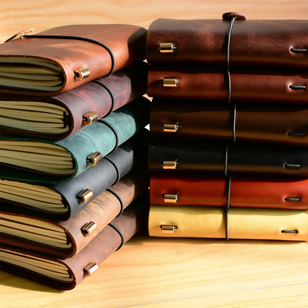Fromthenon-Caderno de couro vintage, artesanal, couro, diário,