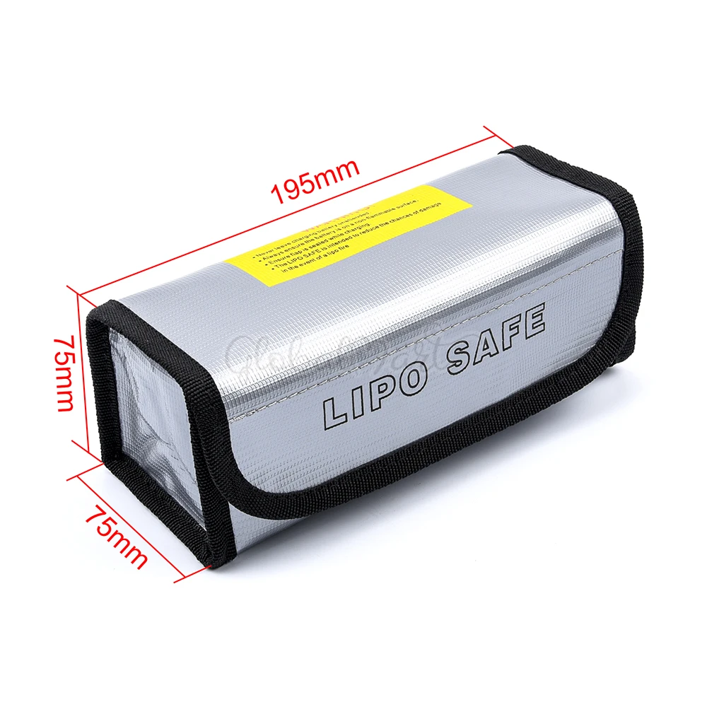 Pack De 2 Bolsas De Seguridad Para Baterías Lipo – Ignífugas Y A Prueba De Explosiones, Tamaño 6 X 6,8 X 13,5 Cm, Con Cierre De Velcro