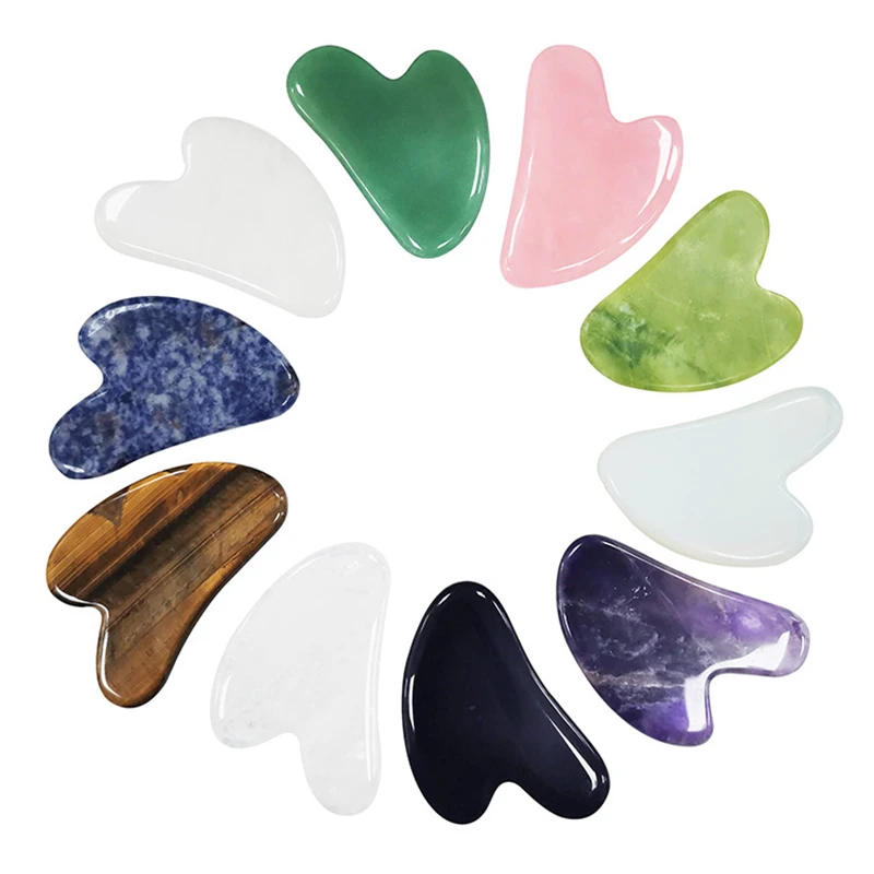 Gouache for Face Roller Gua Sha Facial Tool Natural Jade Stone Guasha Board for Neck Body SPA Therapy Massage Beauty Tools