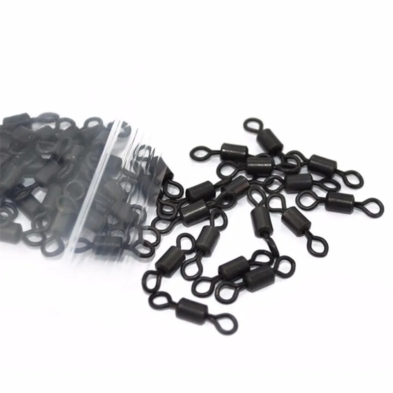

100 Pcs Size 8 Quality Black Fishing Swivels Fishing Terminal Tackle Fishing Hooks Bearing Swivel Connector Durable Fishing Tool