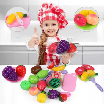

19Pcs Children Pretend Play House Toy Safe Plastic Food Toy Kids Simulation Kitchen Toys Set Cut Fruit Vegetable Educational Toy