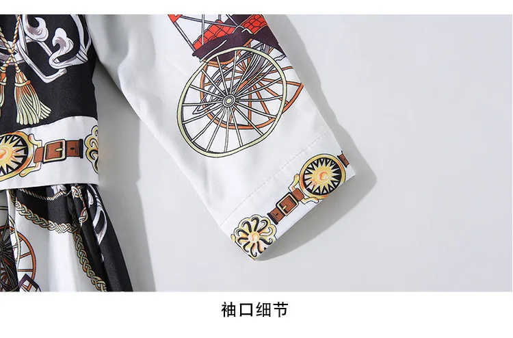 Women Spring Autumn Dress Runway Designer Shirt Dress Fashion 3/4 Sleeve Mid-calf Elegant Dress Vestidos de verano robe