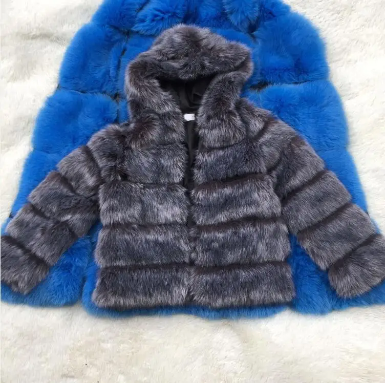 Шуба из искусственного лисьего меха, женская зимняя мода, длинный рукав, искусственный мех, пальто для женщин, толстое теплое пальто с капюшоном, Женская куртка из искусственного меха - Цвет: CP42 Sliver Fox