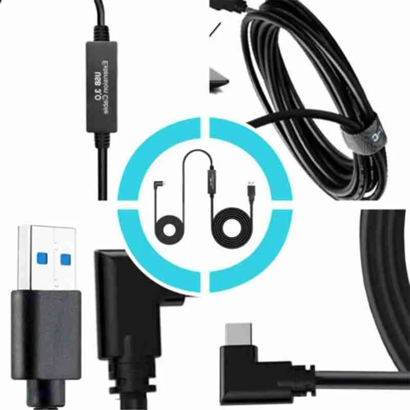 - Computer Game Data Cable Charger Amplifier For Oculus Quest 2 Link Cable Compatibility Right Angle TypeC Speed Data Transfer