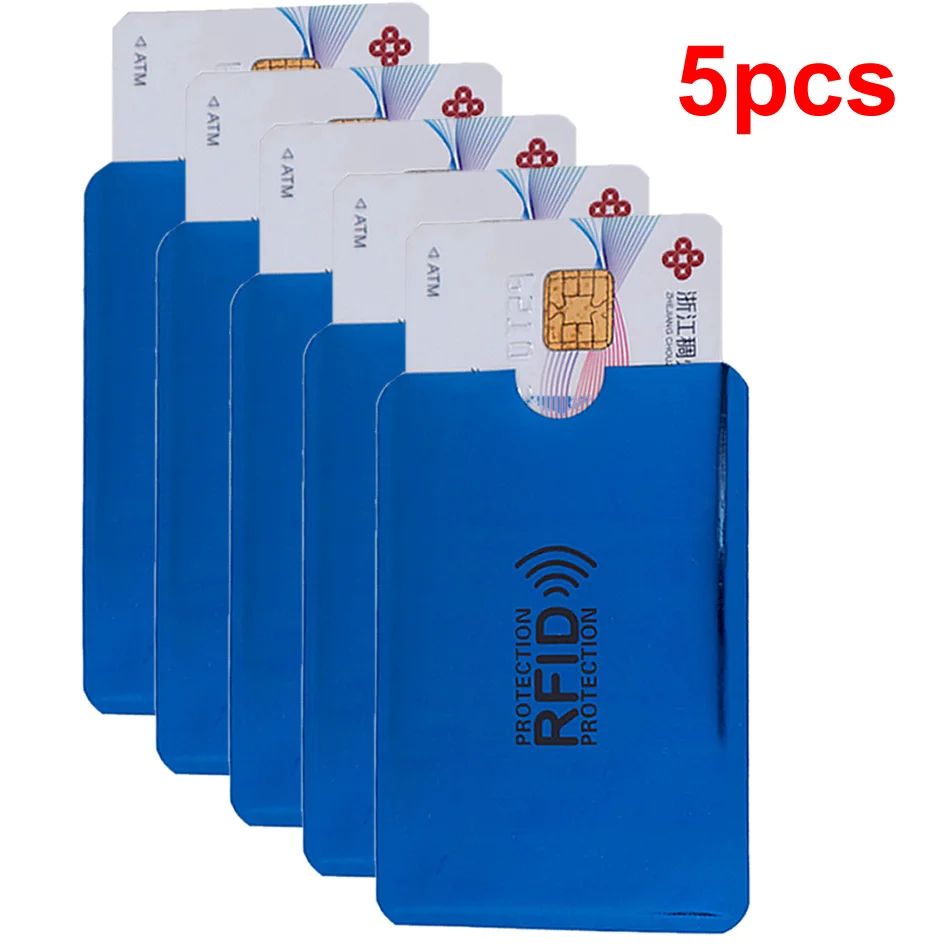 Анти Rfid кошелек Блокировка ридер замок банк держатель для карт Id банковский Чехол для карт металлический держатель для кредитных NFC алюминий 6*9,3 см - Цвет: 5pcs