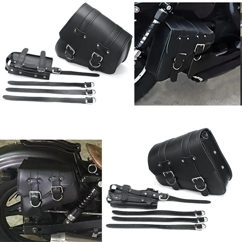 

New Ultra-Durable Motorcycle Touring Saddle Bag Tool Luggage Autobike PU Leather Bottle Holder For Honda/Suzuki/Kawasaki/Yamaha