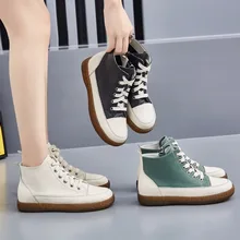 Женские кроссовки; Новинка; парусиновая женская обувь на платформе; кроссовки со скрытой платформой; дышащая кожаная обувь; кроссовки с высоким берцем; прогулочная обувь; I2-54