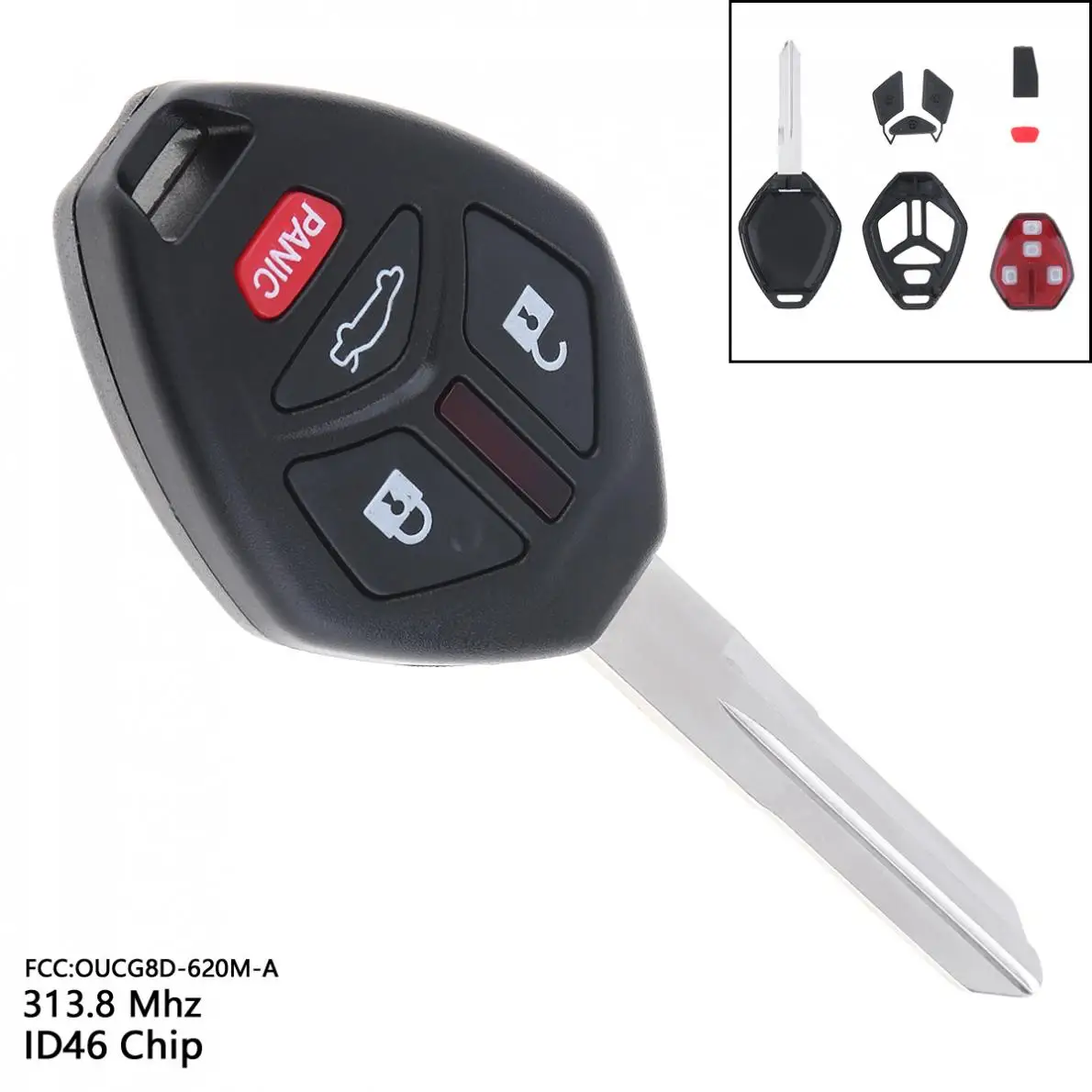 

313.8MHz 4 Buttons Keyless Remote Key Fob with ID46 Chip OUCG8D-620M-A for 2006 2007 For-Mitsubishi Eclipse no Battery