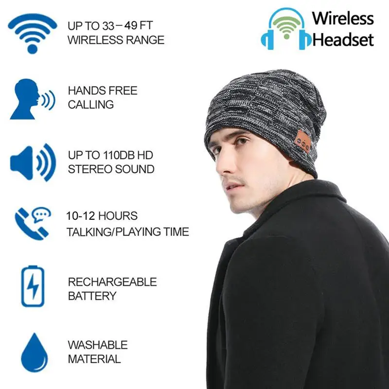 Новая мода Bluetooth V5.0 Beanie Hat беспроводные наушники Beanie наушники с HD стерео колонки Встроенный микрофон Beanie Hat