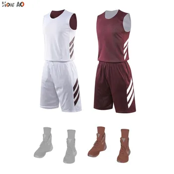 

HOWE AO Men Basketball Jerseys Set Double-sided Breathable Quick-dry Blank Basketball Uniforms Reversible Sports Training Suits