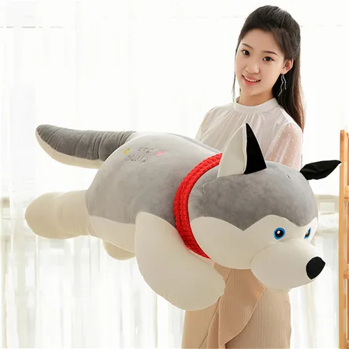 Fancytrader 47â€˜â€™ Giant Plush Husky Hugging Pillow Doll Big Stuffed Animal Lying Husky Dog Toy Kids Gift 120cm 2 Colors (11)