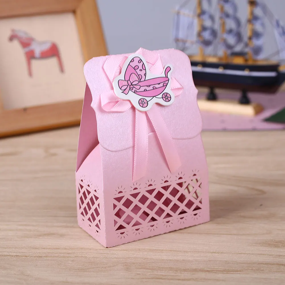

12pcs Baby Infant Birthday Hollow Laser Sculpture Baby Carriage Candy Box