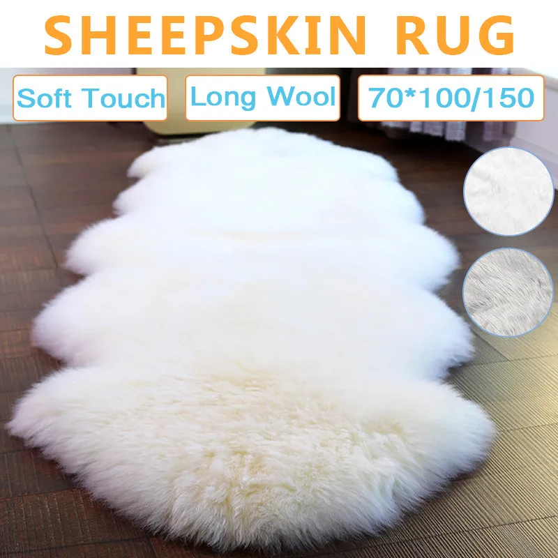 70x100/150cm Sheepskin Rug Artificial Wool Carpet Soft Warm Chair Sofa Bedroom Floor Home Decor White / Grey | Дом и сад