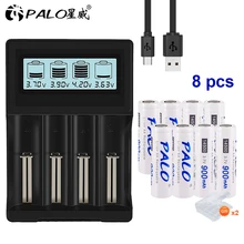 Palo 3,7 V 14500 литий-ионная аккумуляторная батарея+ 4 слота lcd USB умумное быстрое зарядное устройство для 3,7 V литиевая батарея 18650 16340 18500 22650