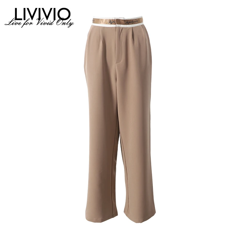 

[LIVIVIO] Casual High Waist Wide Leg Pants Women Loose Long Black Khaki Trousers 2019 Autumn Fall Korean Fashion Clothing New