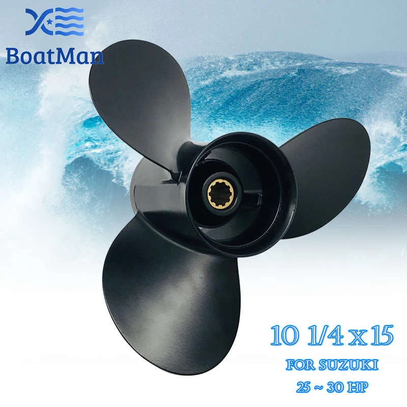 Boat Propeller 10 1/4x15 For Suzuki Outboard Motor 20HP 25HP 30HP Aluminum 10 Tooth Spline Engine Part 58100-96460-019 boat propeller 10 1 4x9 for suzuki outboard motor 20hp 25hp 30hp aluminum 10 tooth spline engine part 58100 96370 019