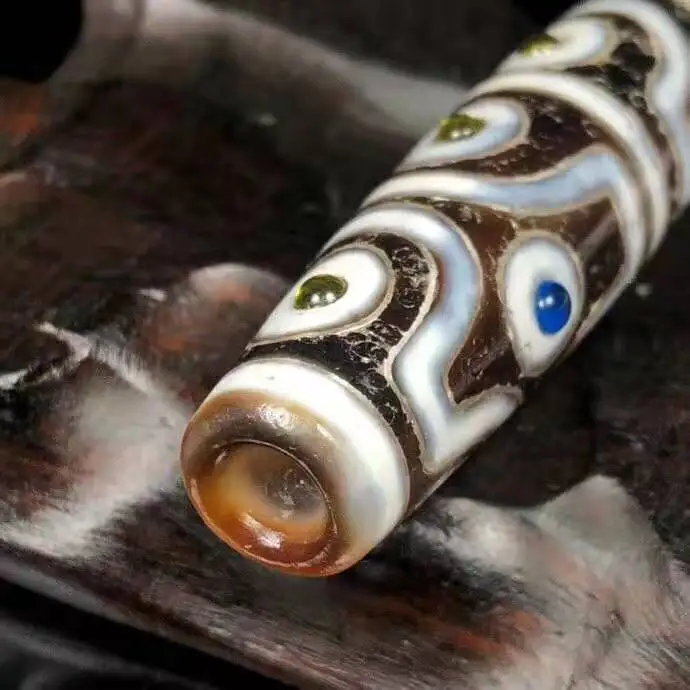 New Tibet Agate Beads 12 eyes DZI 925 silver tourmaline gemstone inlay Green Big DZI amulet men&women jewelry DIY Free Shipping