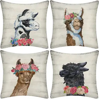 

Camel wreath pillowcase linen pillowcase sofa cushion cover farmhouse decoration